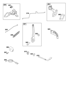Controls Group Diagram and Parts List for 100802-0158-H5 100000 - 19Z999 Briggs and Stratton Engine